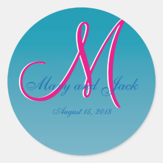 3d Monogram Blauw Water Ronde Sticker