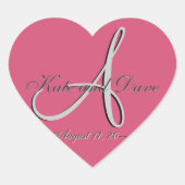 3d Monogram Huwelijksgunst V Hart Sticker (Voorkant)