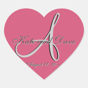 3d Monogram Huwelijksgunst V Hart Sticker