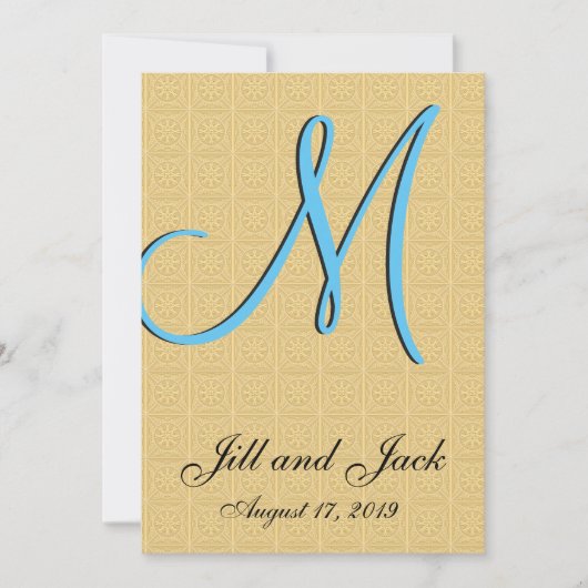 3d Monogram Ingegraveerd goud Kaart (Voorkant)