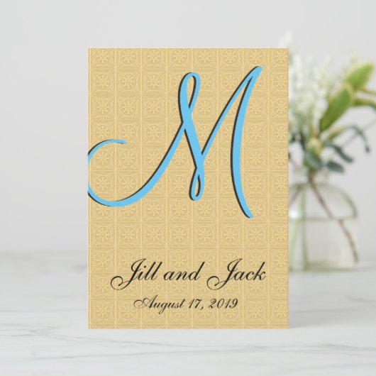 3d Monogram Ingegraveerd goud Kaart (Staand voorkant)