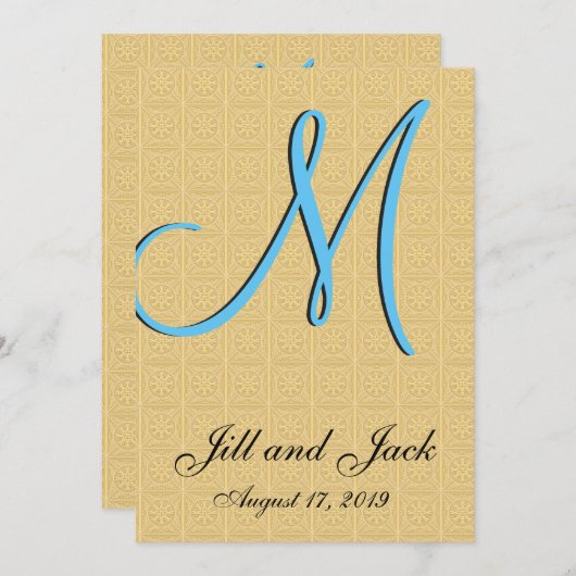 3d Monogram Ingegraveerd goud Kaart (Voorkant / Achterkant)