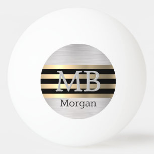 3D-monogram/naam Boek/gouden strepen geborsteld zi Pingpongbal