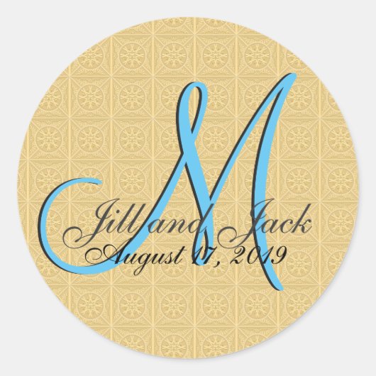 3D-monogram nepgeprägt goud Ronde Sticker (Voorkant)