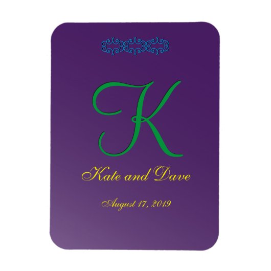 3d Monogram Paarse Mauve Calligrafie Magneet (Verticaal)