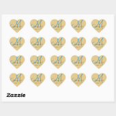 3D-monogram retro vals reliëf goud Hart Sticker (Vel)