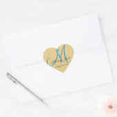3D-monogram retro vals reliëf goud Hart Sticker (Envelop)