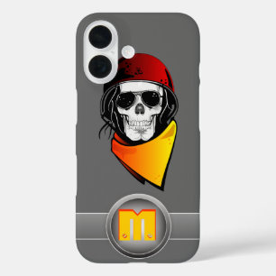 3D Monogram Rode Helm Rebel Skull iPhone 16 Hoesje