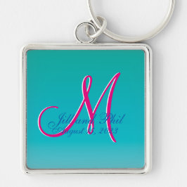 3d Monogram Turquoise Blue Fantastic Fab Fun Sleutelhanger