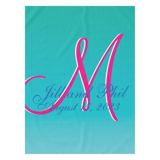 3d Monogram Turquoise Tafelkleed (Voorkant)