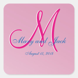 3D Monogram Verbazingwekkend Budget Roze Vierkante Sticker