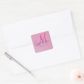 3D Monogram Verbazingwekkend Budget Roze Vierkante Vierkante Sticker (Envelop)