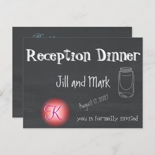 3d-monogramscript voor bijtende alkboard uitnodiging briefkaart (Voorkant / Achterkant)