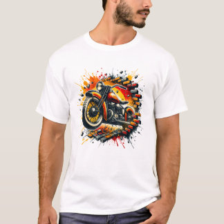 3D-motorfietsgat in een bakstenen muur T-shirt