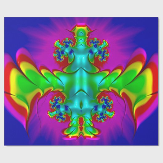 ~ 3D Multicolored Glansy Fractal ~ Kerstmis Cadeaupapier (Vlak)