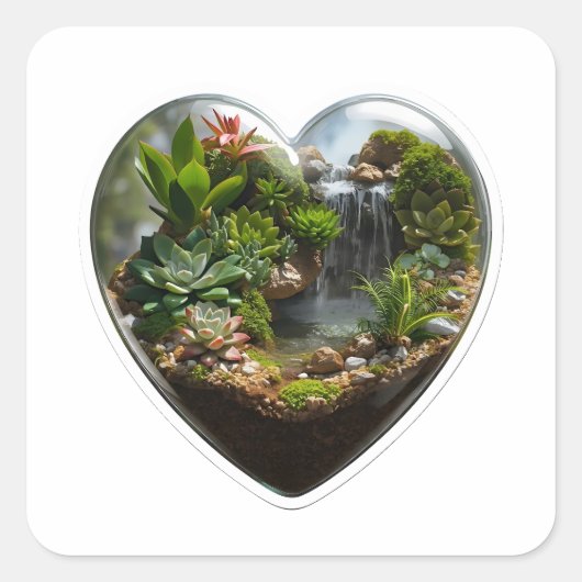 3D Natuur Terrarium Hart Waterval Sticker (Voorkant)