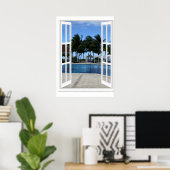 3D nep raam zwembad poster kunst (Thuiskantoor)
