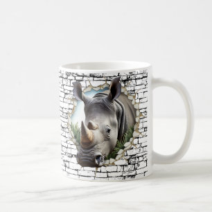 3D Neushoorn Muurbreuk Kunst – Realistische Safari Koffiemok