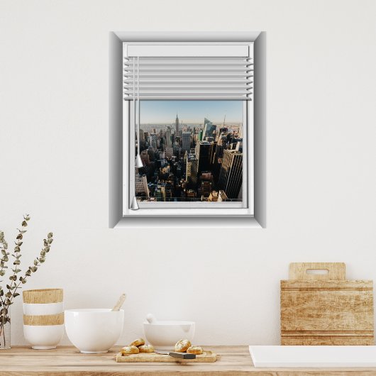 3D New York City Fake Window Uitzicht Poster (Keuken)