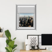 3D New York City Fake Window Uitzicht Poster (Thuiskantoor)