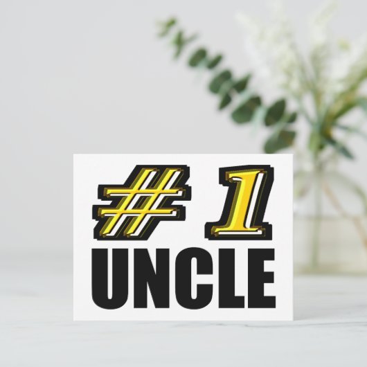 3D nummer één oom Briefkaart (Staand voorkant)