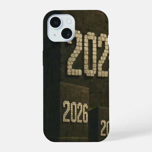 3D-nummerontwerp voor Nieuwjaar 2026 iPhone 15 Case (Achterkant)