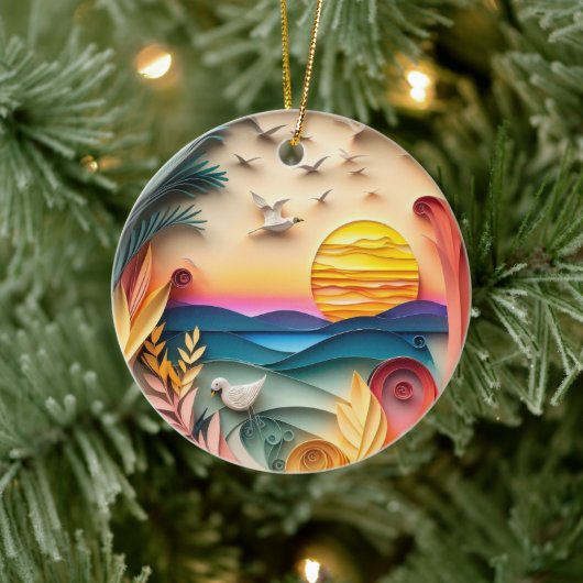 3D Ocean Scene Kerstmis Keramisch Ornament (Boom)