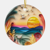 3D Ocean Scene Kerstmis Keramisch Ornament (Voorkant)