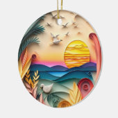 3D Ocean Scene Kerstmis Keramisch Ornament (Links)