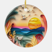 3D Ocean Scene Kerstmis Keramisch Ornament (Achterkant)