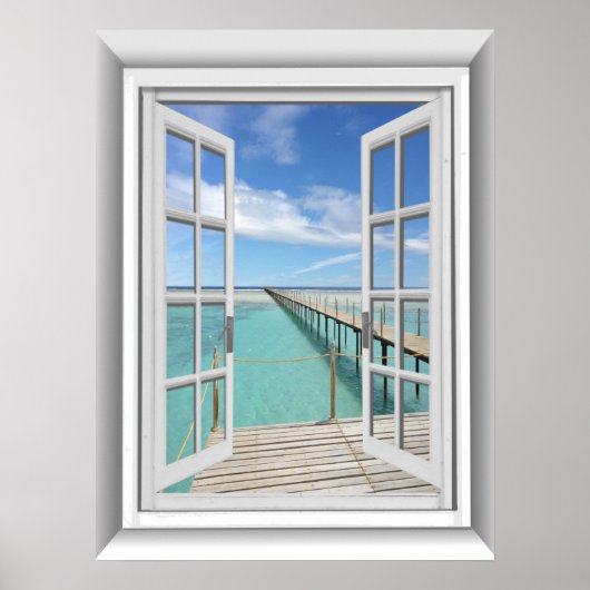3D Ocean Uitzicht Fake Window Poster (Voorkant)