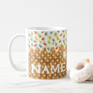 3D-ogend gedrukt druipend vanille ijs Koffiemok