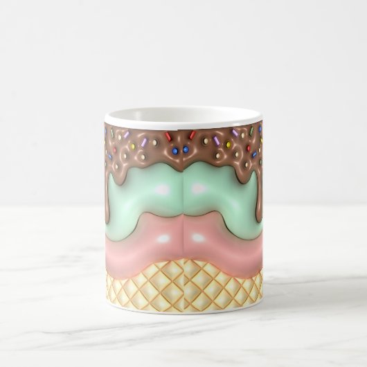 3D-ogend gedrukt druipijs Koffiemok (Center)