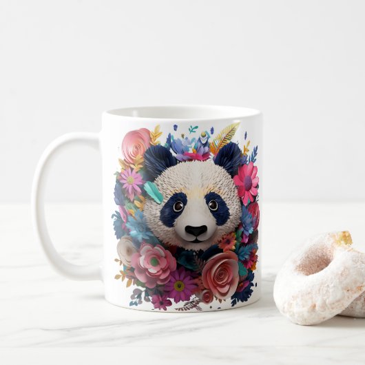 3D-ogend gedrukt Panda-Beer Koffiemok (Met donut)