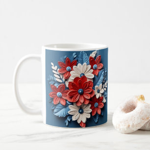 3D-ogend gedrukte patriottische bloemen Koffiemok