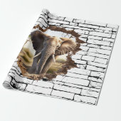 3D Olifant Muurbreuk Kunst – Realistisch Safari (2 Cadeaupapier (Uitgerold)