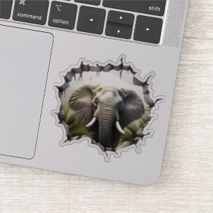 3D Olifant Muurbreuk Kunst – Realistische Safari Sticker