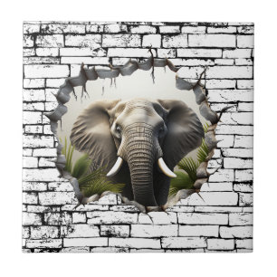 3D Olifant Muurbreuk Kunst – Realistische Safari Tegeltje