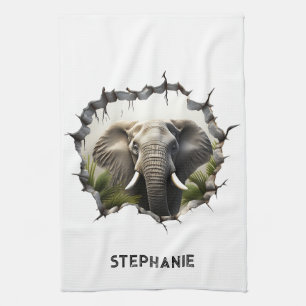 3D Olifant Muurbreuk Kunst – Realistische Safari Theedoek