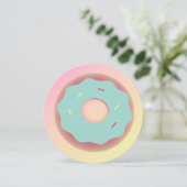 3D Ombre Blauwgroen en Roze Donut Sprinkle Kaart (Staand voorkant)