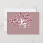 3D Ombre Petals Cherry Blossom Botany RSVP Kaart (Achterkant)