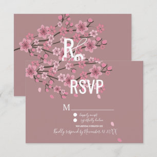 3D Ombre Petals Cherry Blossom Botany RSVP Kaart