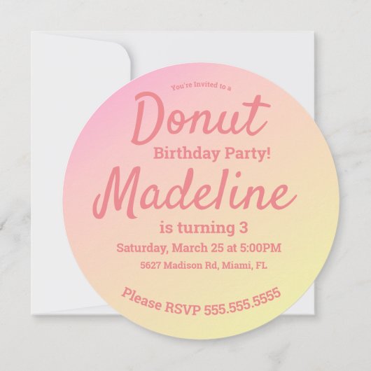 3D Ombre Pink Heart Donut Sprinkle Swirl Round Kaart (Achterkant)