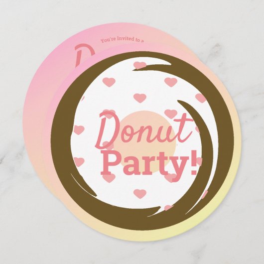 3D Ombre Pink Heart Donut Sprinkle Swirl Round Kaart (Voorkant / Achterkant)
