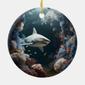 3D Onderwater Haai Kerstmis Keramisch Ornament (Achterkant)
