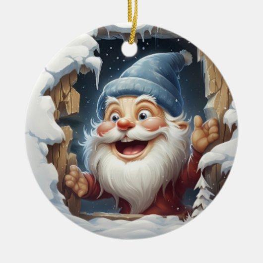 3D Op maat gemaakte blije Kerstman Keramisch Ornament (Voorkant)