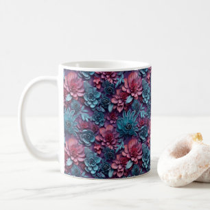 3D op zoek naar gedrukte kleurrijke bloemen Koffiemok