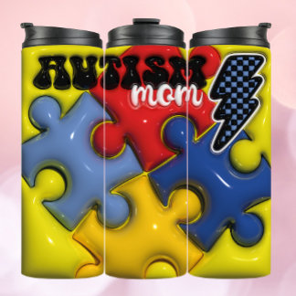 3d opgeblazen autisme mam - puzzel tuimelaar thermosbeker