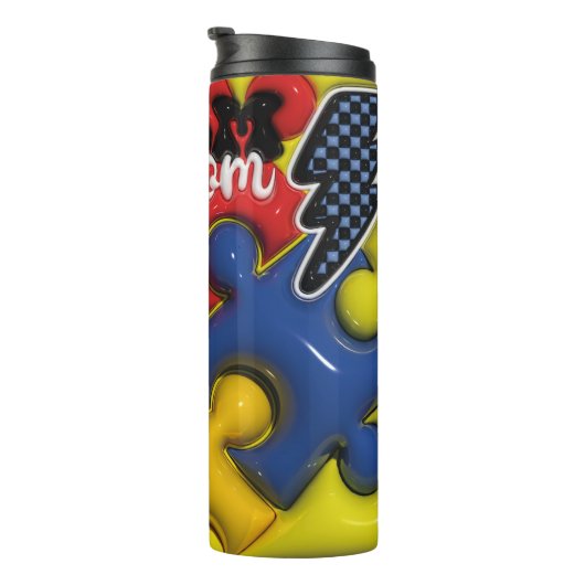 3d opgeblazen autisme mam - puzzel tuimelaar thermosbeker (Geroteerd rechts)