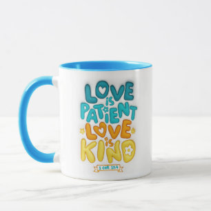 3D opgeblazen liefde is geduldig, liefde is vriend Mok